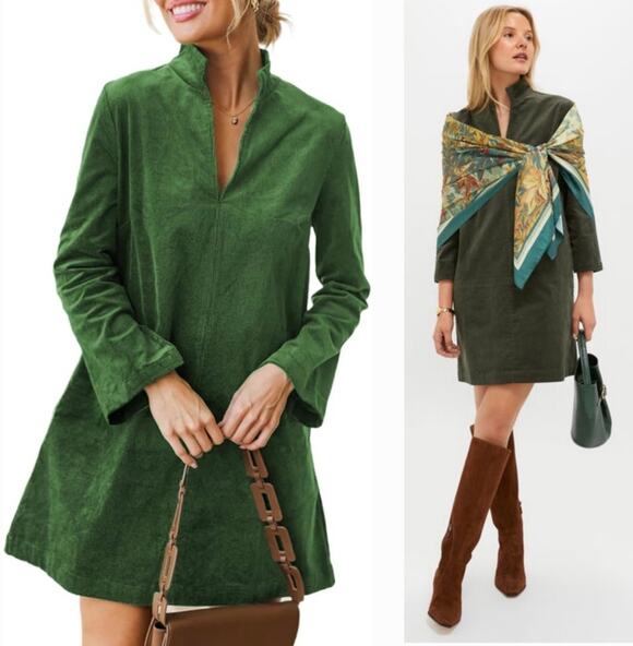 Tuckernuck Dresses & Skirts - Tuckernuck Clifton Corduroy Mini Dress Green Cotton A-Line Lined Size M